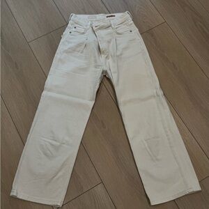 Pilcro Anthropologie - White pinch waste wide leg jeans